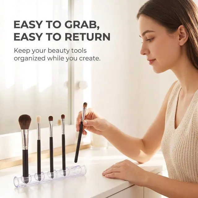 Alt view image 6 of 7 - 2 Pack Crystal Bar Pen Holder Transparent Brush Holder Acrylic Nail Art Painting Pen Brush Stand Brushes Rest Makeup Brushes Organizer Holders for Drawing Pens Manicure Nail Carving Pencils
