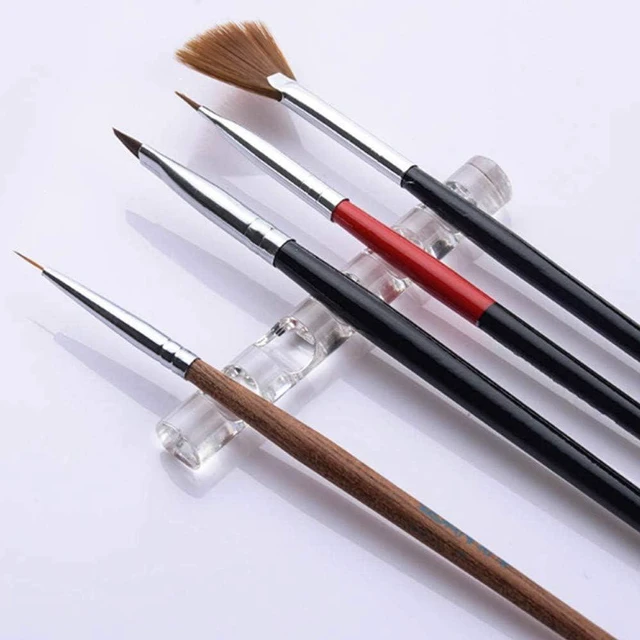 Alt view image 7 of 7 - 2 Pack Crystal Bar Pen Holder Transparent Brush Holder Acrylic Nail Art Painting Pen Brush Stand Brushes Rest Makeup Brushes Organizer Holders for Drawing Pens Manicure Nail Carving Pencils