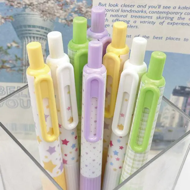 Alt view image 7 of 7 - 4 Pcs Cute Retractable Pens Small Pocket Pens Cartoon Star Gel Pen 0.5mm Fine Point Black Ink Smooth Writing Pen for Women Girls Boys Office School Supplies (Star)
