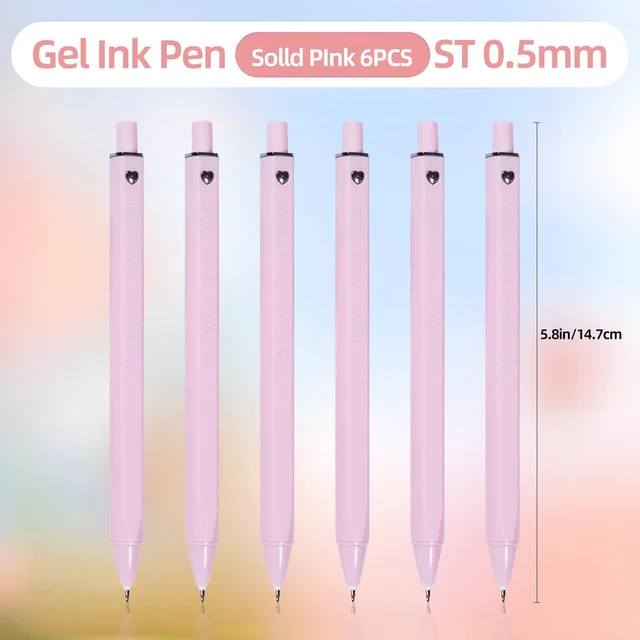 Alt view image 6 of 6 - Cute Pink Gel Pens Black Ink, 0.5mm Fine Point Smooth Writing | 6 Pack Cute Pen for School, Office Supplies, Back to School, Classroom Must Have