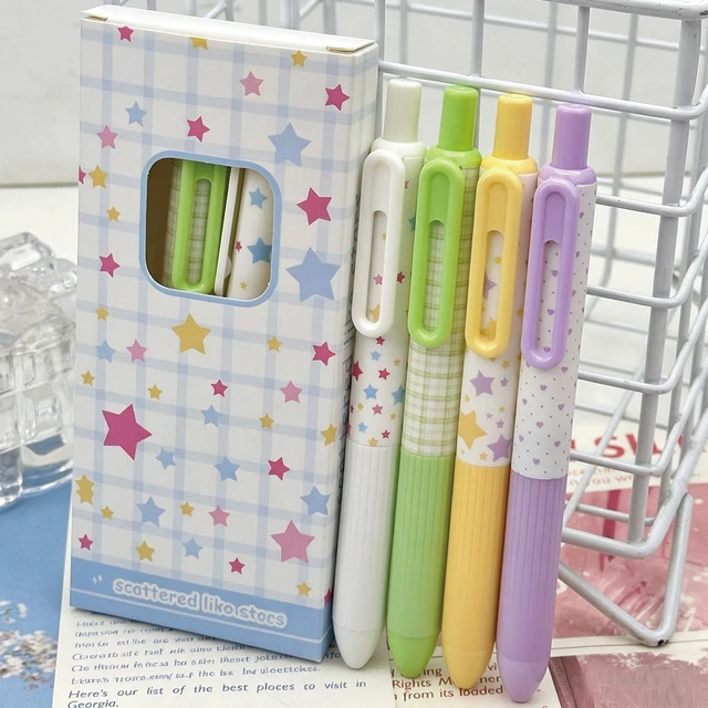 Alt view image 3 of 7 - 4 Pcs Cute Retractable Pens Small Pocket Pens Cartoon Star Gel Pen 0.5mm Fine Point Black Ink Smooth Writing Pen for Women Girls Boys Office School Supplies (Star)