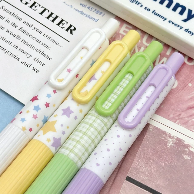 Alt view image 4 of 7 - 4 Pcs Cute Retractable Pens Small Pocket Pens Cartoon Star Gel Pen 0.5mm Fine Point Black Ink Smooth Writing Pen for Women Girls Boys Office School Supplies (Star)