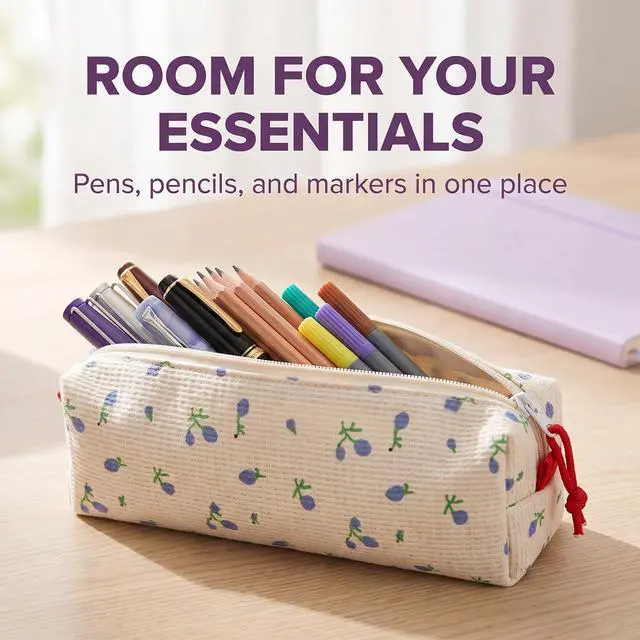 Alt view image 4 of 7 - Blue Women Fresh Style Pencil Bag Pencil Case Pen Holder Coin Pouch, Pen, Pencil and Marker Cases, Simple Cosmetic Storage Bags Makeup Bag Office Supplies