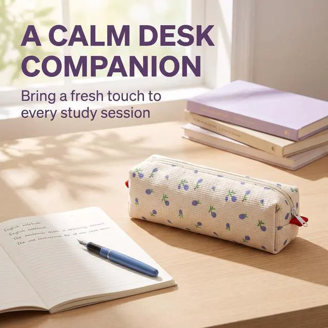 Alt view image 6 of 7 - Blue Women Fresh Style Pencil Bag Pencil Case Pen Holder Coin Pouch, Pen, Pencil and Marker Cases, Simple Cosmetic Storage Bags Makeup Bag Office Supplies