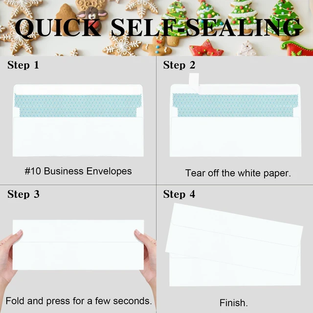 Alt view image 5 of 7 - 50 Pack White #10 Business Envelopes, Standard Envelopes Self Seal, 4 1/8 x 9 1/2 Inch Letter Size Business Mailing Envelopes for Checks Invoices Statements Baby Shower Wedding Birthday