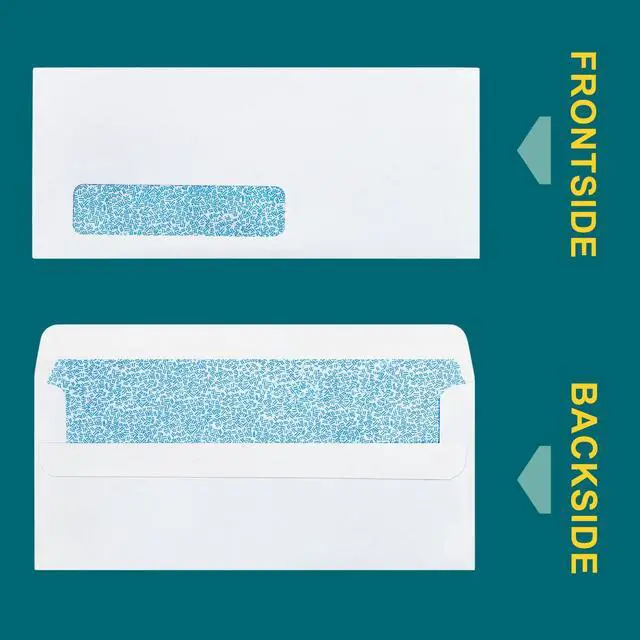 Alt view image 2 of 7 - #10 Left Window Envelopes Self Seal - 20/pack - 4 1/8 x 9 1/2 inch - Business Envelopes with Flip & Seal Closure, Security Tinted for Invoices & Statements - White Letter Size
