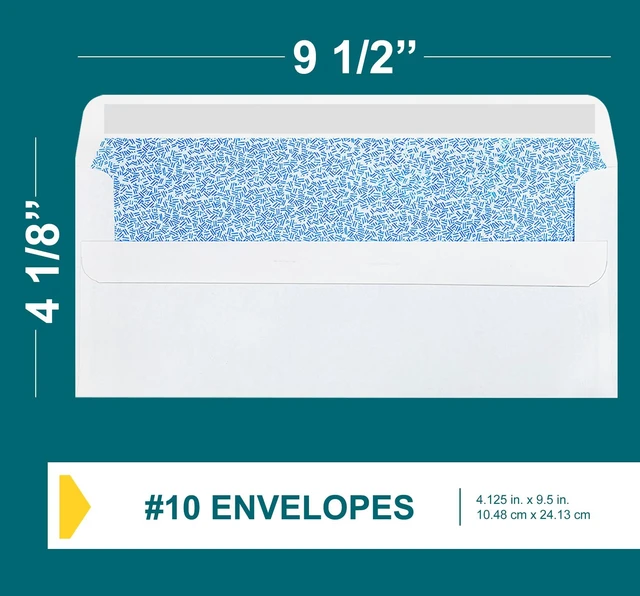 Alt view image 3 of 7 - #10 Left Window Envelopes Self Seal - 20/pack - 4 1/8 x 9 1/2 inch - Business Envelopes with Flip & Seal Closure, Security Tinted for Invoices & Statements - White Letter Size