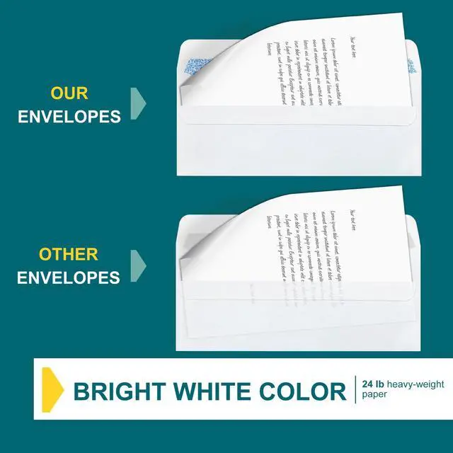 Alt view image 5 of 7 - #10 Left Window Envelopes Self Seal - 20/pack - 4 1/8 x 9 1/2 inch - Business Envelopes with Flip & Seal Closure, Security Tinted for Invoices & Statements - White Letter Size