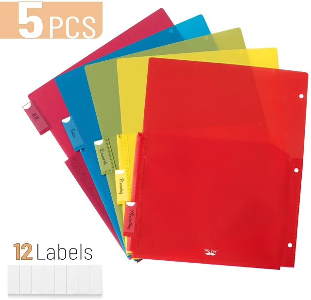 Alt view image 2 of 7 - Expanding Binder Dividers with Pockets and Tabs, 5 Tabs | Colorful Dividers for 3 Ring Binder with Pockets
