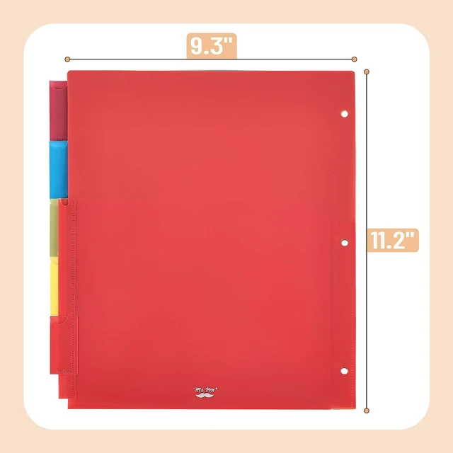 Alt view image 5 of 7 - Expanding Binder Dividers with Pockets and Tabs, 5 Tabs | Colorful Dividers for 3 Ring Binder with Pockets