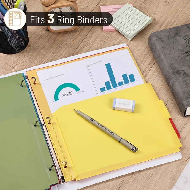 Alt view image 4 of 7 - Expanding Binder Dividers with Pockets and Tabs, 5 Tabs | Colorful Dividers for 3 Ring Binder with Pockets