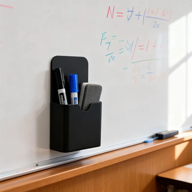 Alt view image 3 of 7 - 2-piece Black Hangable Dry Erase Pen Holder, Refrigerator, Whiteboard | Waterproof Oxford Cloth and PVC, Clear Window for Easy Identification, Reinforced Eyelets, Great Capacity