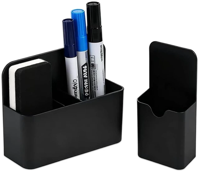 Main image of 2-piece Black Hangable Dry Erase Pen Holder, Refrigerator, Whiteboard | Waterproof Oxford Cloth and PVC, Clear Window for Easy Identification, Reinforced Eyelets, Great Capacity