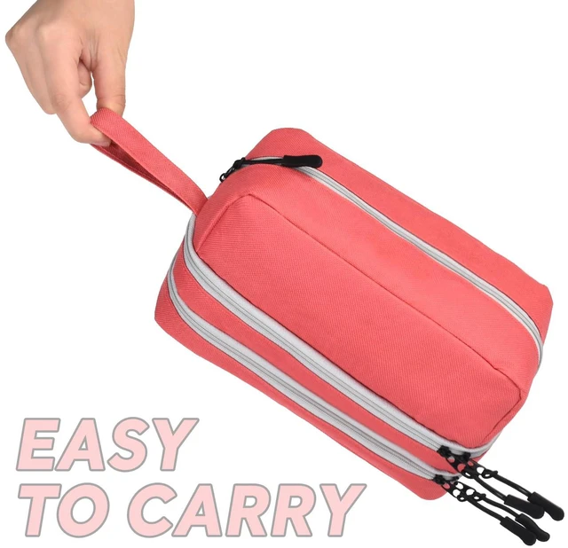 Alt view image 4 of 7 - Large Capacity Pencil Case,Multifunction Pencil Pouch,Pencil Bags with Zipper 3 Compartments Pencil case organizer for or School Teen Girl Boy Men WomenPink