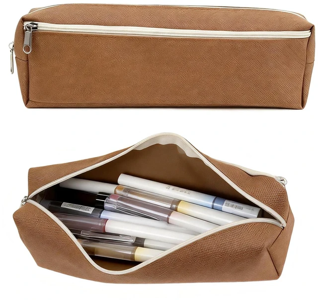 Main image of Pencil Case Pouch Oxford Fabric Pen Bag Small British Brown Style Organizer | Pencil Pouches with Zippers Pen Pouch for Men Office Desk Pen Holder Business Organizer Commute and Daily Use Khaki