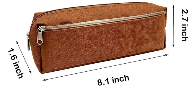 Alt view image 7 of 7 - Pencil Case Pouch Oxford Fabric Pen Bag Small British Brown Style Organizer | Pencil Pouches with Zippers Pen Pouch for Men Office Desk Pen Holder Business Organizer Commute and Daily Use Khaki