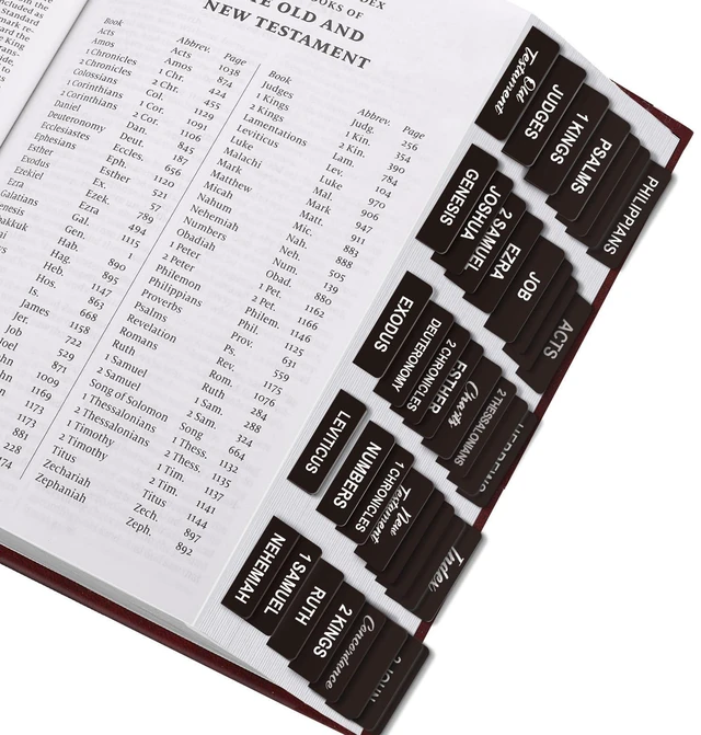 Main image of Bible Tabs - 100 Laminated Tabs for Women and Men, Study Index, Book Labels (Black)