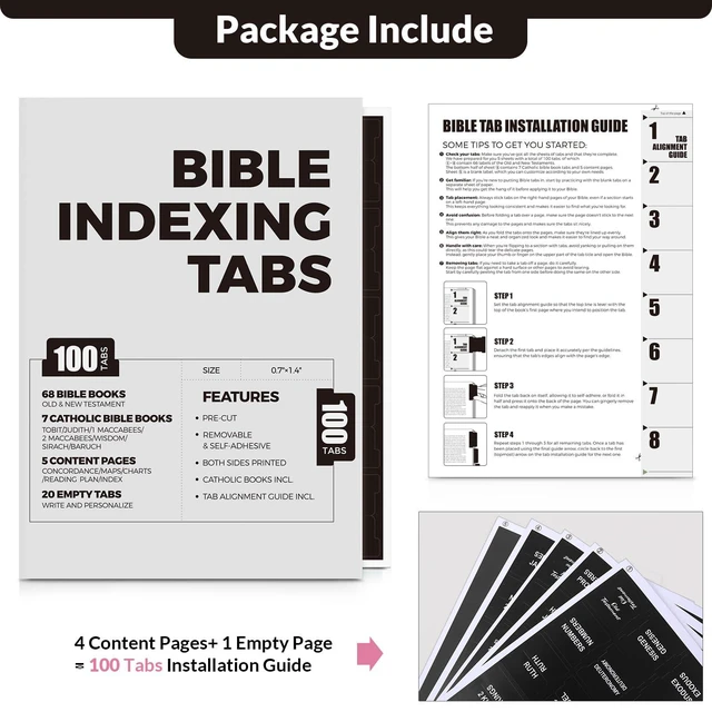 Alt view image 2 of 7 - Bible Tabs - 100 Laminated Tabs for Women and Men, Study Index, Book Labels (Black)