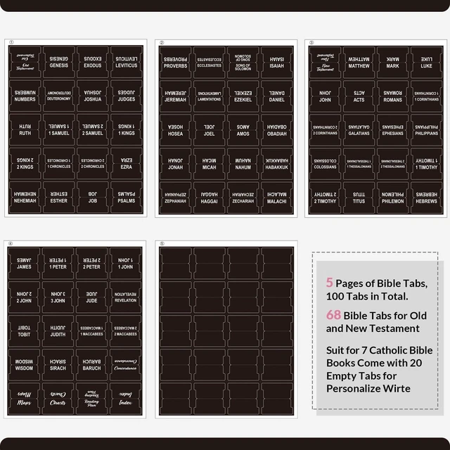 Alt view image 3 of 7 - Bible Tabs - 100 Laminated Tabs for Women and Men, Study Index, Book Labels (Black)
