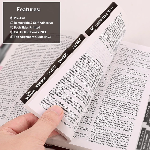 Alt view image 4 of 7 - Bible Tabs - 100 Laminated Tabs for Women and Men, Study Index, Book Labels (Black)