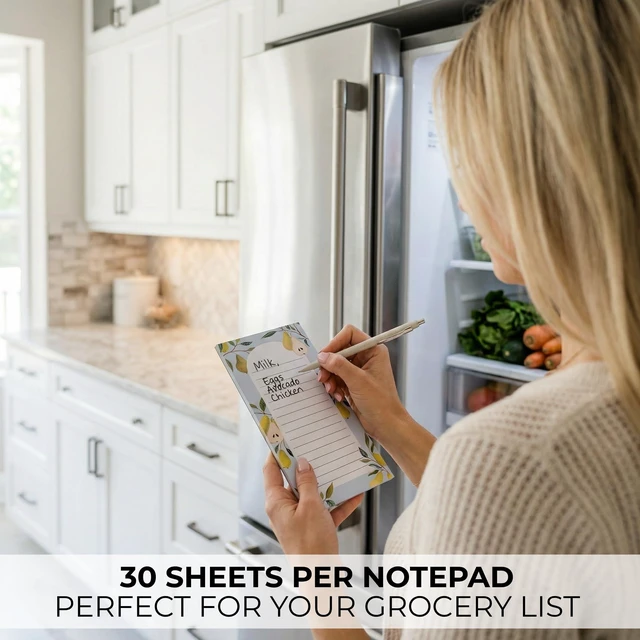 Alt view image 3 of 7 - Beautiful Magnetic Notepads for Fridge - Set Of 6 To Do List Pads | Modern Note Pads with Lined Pages to Easily Write Notes and Make Grocery/shopping Lists - Strong Magnets for Refrigerator