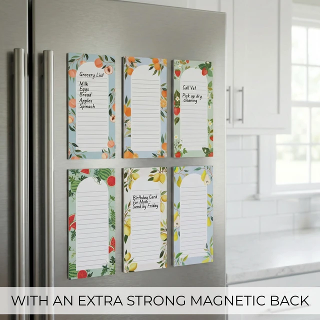 Alt view image 5 of 7 - Beautiful Magnetic Notepads for Fridge - Set Of 6 To Do List Pads | Modern Note Pads with Lined Pages to Easily Write Notes and Make Grocery/shopping Lists - Strong Magnets for Refrigerator