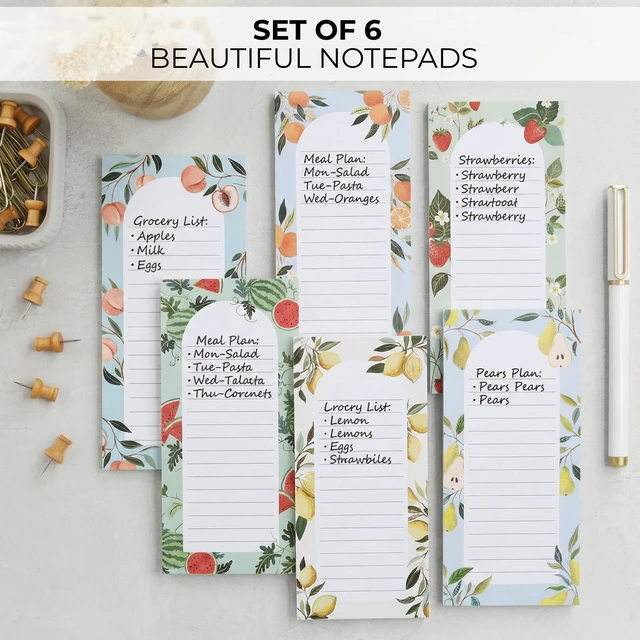 Alt view image 6 of 7 - Beautiful Magnetic Notepads for Fridge - Set Of 6 To Do List Pads | Modern Note Pads with Lined Pages to Easily Write Notes and Make Grocery/shopping Lists - Strong Magnets for Refrigerator