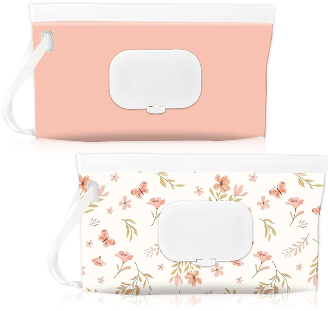 Main image of 2 Pack Baby Wipe Dispenser, Portable Wet Wipes Holder Container | Travel Wet Wipes Pouch, EVA Material, Zip Locking Seal and Secure Snap Close Lid, Easy Refill and Dispensing, With Wrist Loop