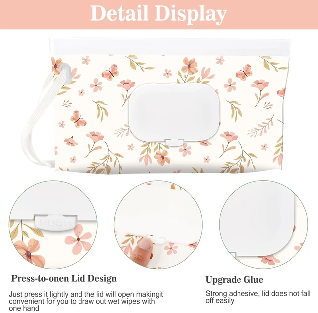 Alt view image 4 of 7 - 2 Pack Baby Wipe Dispenser, Portable Wet Wipes Holder Container | Travel Wet Wipes Pouch, EVA Material, Zip Locking Seal and Secure Snap Close Lid, Easy Refill and Dispensing, With Wrist Loop