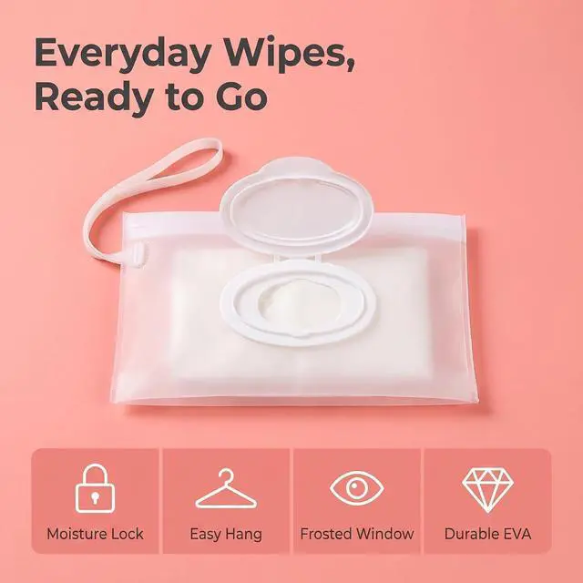 Alt view image 5 of 7 - 2Pcs White Baby Wipe Holder Case - Waterproof Travel Container for Wet Wipes, Portable Refillable Dispenser with Sealed Lid,On-The-Go Diaper Essentials,Keeps Wipes Moist and Fresh