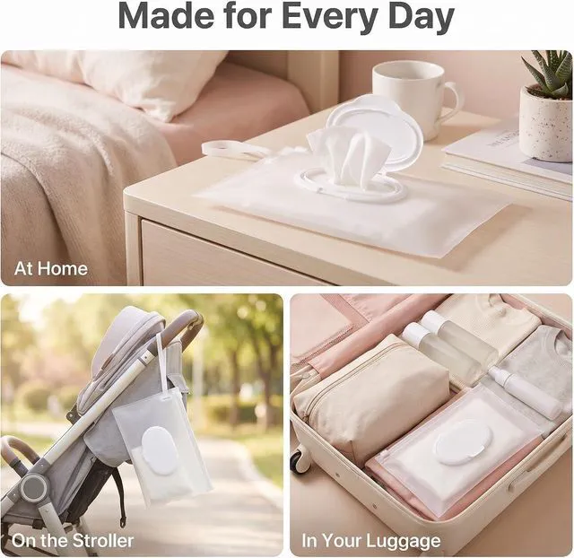 Alt view image 7 of 7 - 2Pcs White Baby Wipe Holder Case - Waterproof Travel Container for Wet Wipes, Portable Refillable Dispenser with Sealed Lid,On-The-Go Diaper Essentials,Keeps Wipes Moist and Fresh