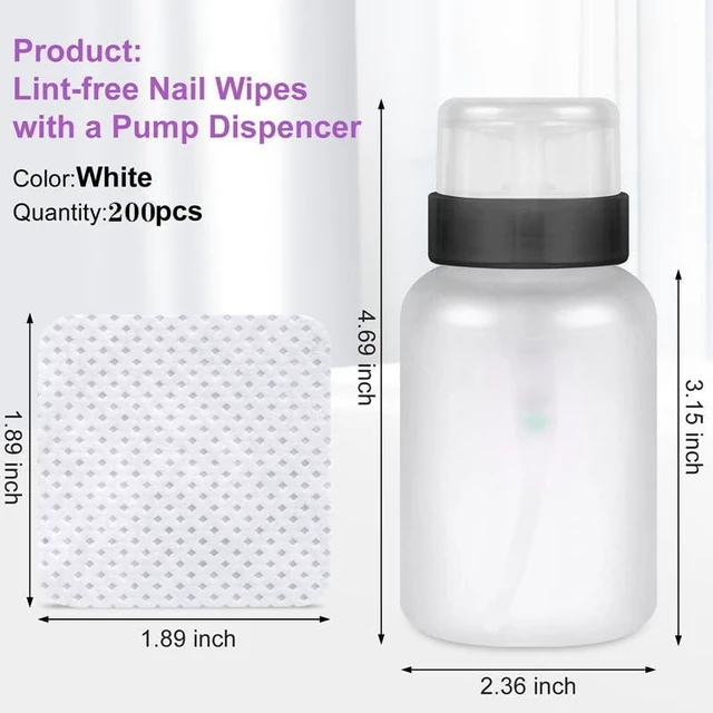 Alt view image 2 of 7 - 200pcs Nail Cotton Pads, 1 Pull-Off Pump-Style Bottle Suitable for Nail Care Wipes, Nail Cleaning Pads, Mascara Extension Glue Cleaning Wipes, and Nail Care Product Sets (White)