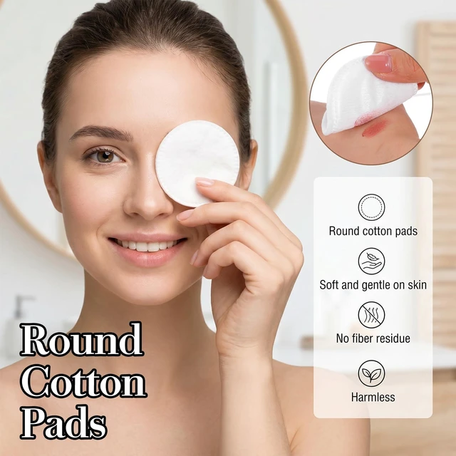 Alt view image 4 of 7 - 100 Pcs 2.2" Cotton Rounds for Face Round Lint-Free Soft Cotton Pads | Makeup Removal Pads for Nail Polish, Cleansing Face and Toner Application Use Wet or Dry