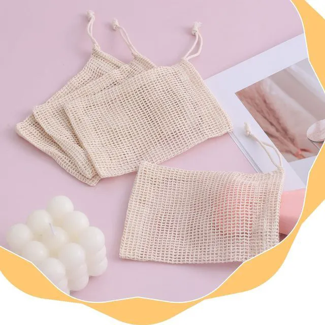 Alt view image 2 of 7 - Soap Bags, 5 Pack Natural Sisal Soap Saver Bag Pouch Mesh Net, Zero Waste Plastic-Free Soaps Net for Shower Use Like Massaging, Scrubbing and Exfoliating