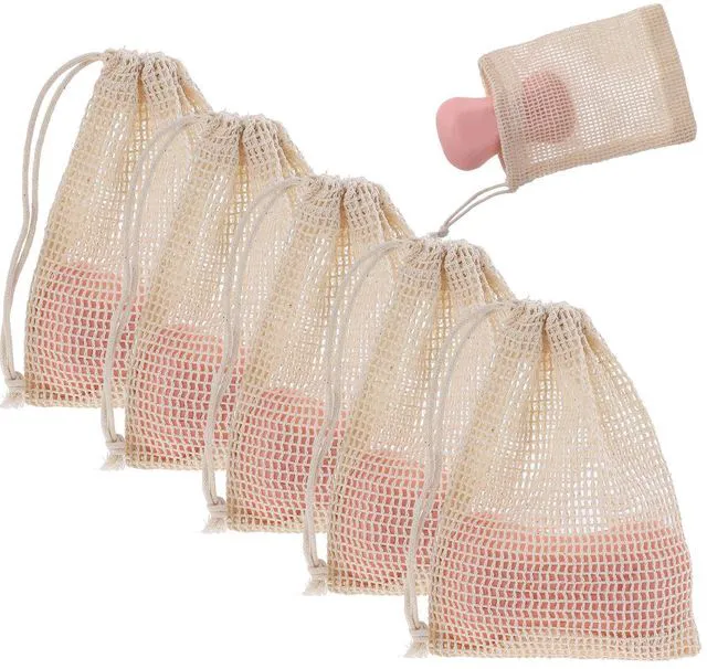 Main image of Soap Bags, 5 Pack Natural Sisal Soap Saver Bag Pouch Mesh Net, Zero Waste Plastic-Free Soaps Net for Shower Use Like Massaging, Scrubbing and Exfoliating