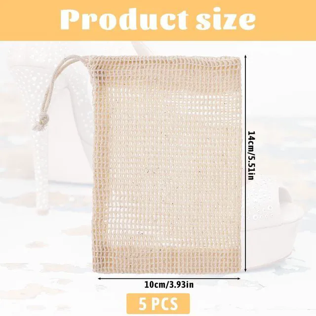 Alt view image 3 of 7 - Soap Bags, 5 Pack Natural Sisal Soap Saver Bag Pouch Mesh Net, Zero Waste Plastic-Free Soaps Net for Shower Use Like Massaging, Scrubbing and Exfoliating