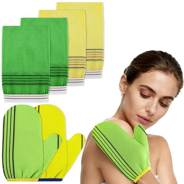 Main image of 4 Pc Exfoliating Gloves Body Scrubber Set, Exfoliating Bath Towels | for Deep Dead Skin Removal, Smooth Skin and Spa-Like Experience