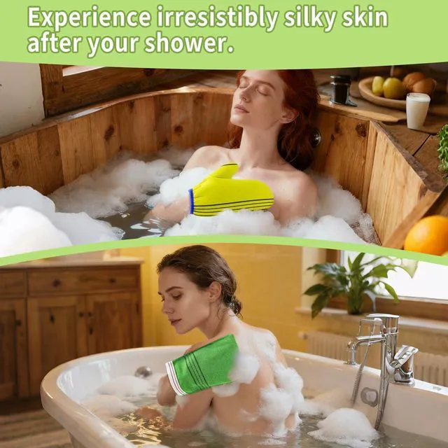 Alt view image 3 of 6 - 4 Pc Exfoliating Gloves Body Scrubber Set, Exfoliating Bath Towels | for Deep Dead Skin Removal, Smooth Skin and Spa-Like Experience