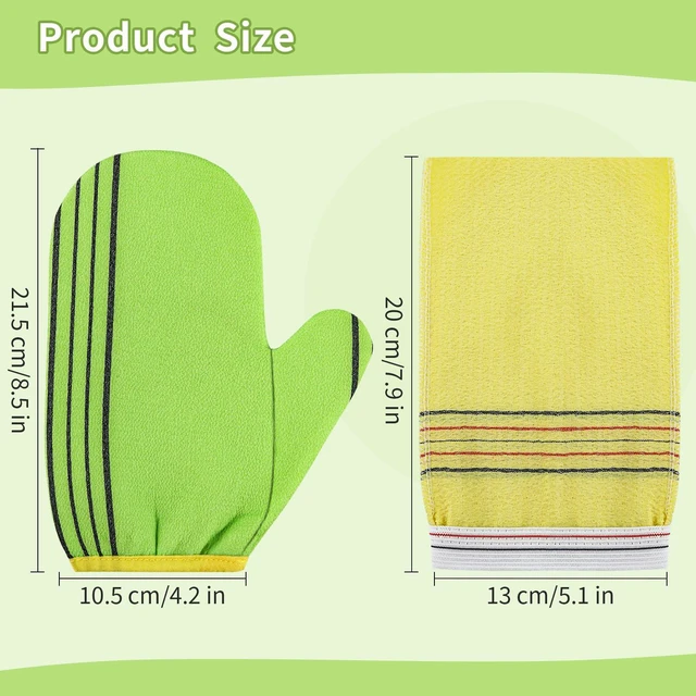 Alt view image 2 of 6 - 4 Pc Exfoliating Gloves Body Scrubber Set, Exfoliating Bath Towels | for Deep Dead Skin Removal, Smooth Skin and Spa-Like Experience