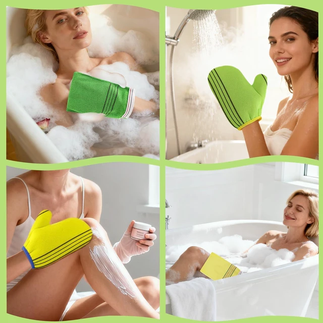 Alt view image 6 of 6 - 4 Pc Exfoliating Gloves Body Scrubber Set, Exfoliating Bath Towels | for Deep Dead Skin Removal, Smooth Skin and Spa-Like Experience