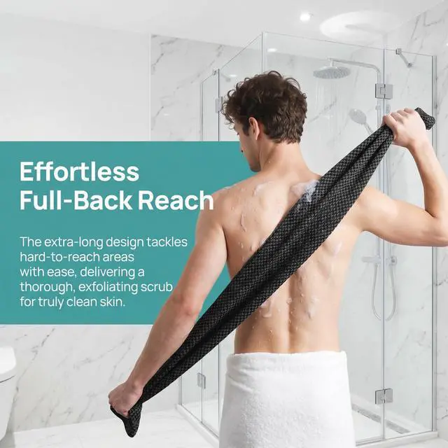 Alt view image 4 of 7 - 3PCS Exfoliating Shower Towel for Men and Women, Premium Hexagon-Woven Scrub Bath Cloth for Body & Face, Back Body Scrubber for Shower (Pink, Blue, Black)