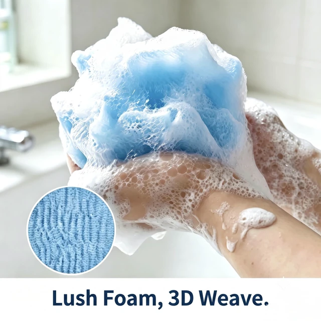 Alt view image 5 of 7 - 35-inch Exfoliating Back Scrubber and 1 Pair of Bath Gloves | Japanese Shower Scrub Cloth, Long Body Washcloth and Loofah Back Scrubber for Shower, Exfoliating Towel Set for Men and Women