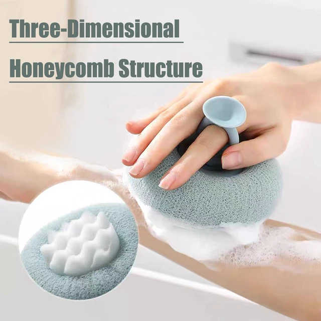 Alt view image 5 of 7 - Bath Sponge, Suction Cup Bath Ball Body Scrubber, 2026 Upgraded 2-in-1 Sunflower Ball Exfoliating Bath Sponge Cleaning Brush, Mesh Shower Body Sponge Accessories for Women, Men Shower (3 Color)