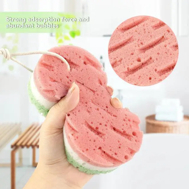 Alt view image 2 of 7 - 2 Pcs Bath Sponge, Deep Cleansing Body Loofah Sponge for Women Men, Large Size 3 Colors Foam Loofah for Gentle and Deep Exfoliation