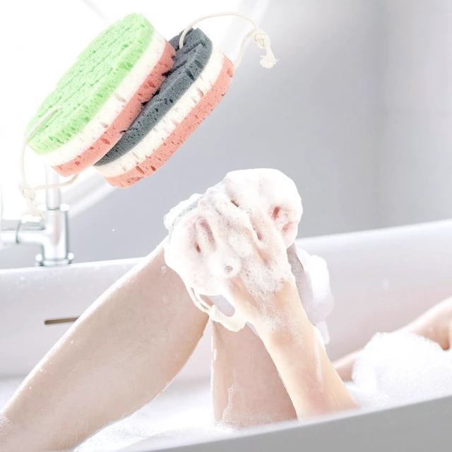 Alt view image 5 of 7 - 2 Pcs Bath Sponge, Deep Cleansing Body Loofah Sponge for Women Men, Large Size 3 Colors Foam Loofah for Gentle and Deep Exfoliation