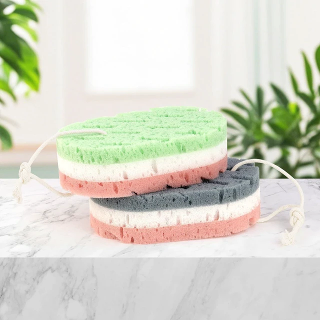Alt view image 6 of 7 - 2 Pcs Bath Sponge, Deep Cleansing Body Loofah Sponge for Women Men, Large Size 3 Colors Foam Loofah for Gentle and Deep Exfoliation