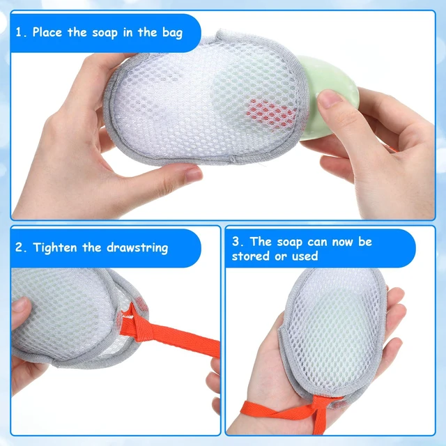 Alt view image 5 of 7 - 2Pcs Mesh Soap Saver Bag Soaps Loofah Pouch Bar Soap Pouch | Exfoliator Bar Soaps Scrubber Pouchs Bath Loofah Sponge for Women Men Bathing Accessories Foaming and Drying