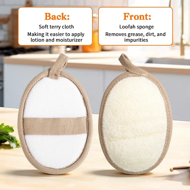 Alt view image 6 of 7 - 2Pcs Natural Loofah Sponge, Loofah Exfoliating Body Scrubber | Made with Natural Egyptian Shower loofa Sponge, Shower Exfoliator for Women Men, Loofah Exfoliating Body Scrubber for Bath