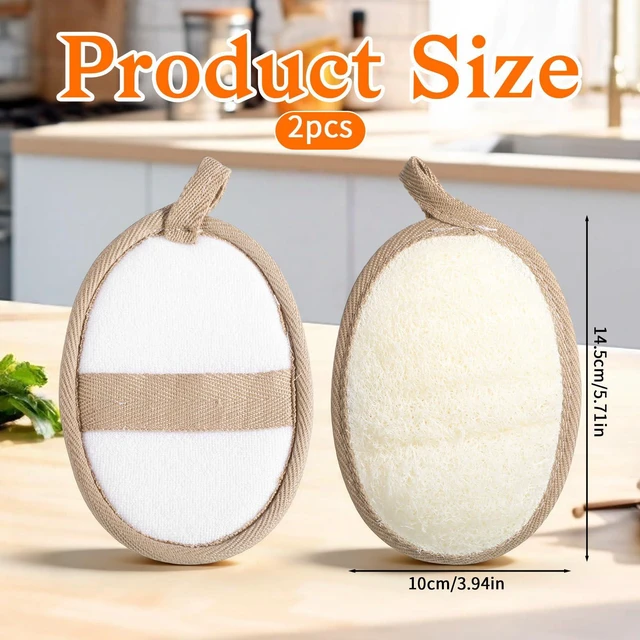 Alt view image 2 of 7 - 2Pcs Natural Loofah Sponge, Loofah Exfoliating Body Scrubber | Made with Natural Egyptian Shower loofa Sponge, Shower Exfoliator for Women Men, Loofah Exfoliating Body Scrubber for Bath