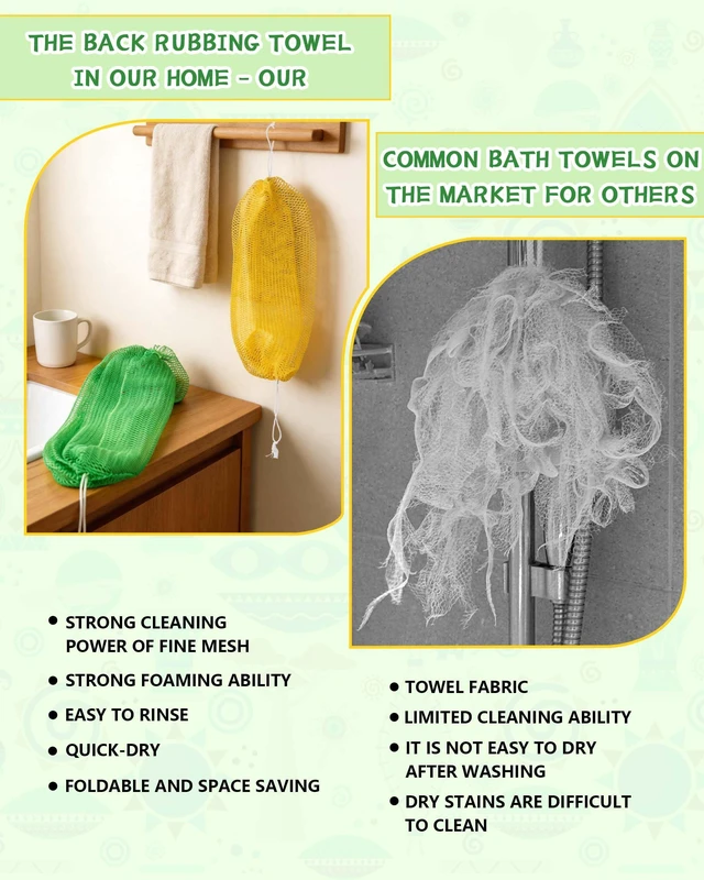 Alt view image 4 of 7 - African Net Sponge Authentic, 2 Pack Exfoliating Bath Sponge for Shower, Long Mesh Body Scrubber & Back Washer for Women and Men, Gentle Scrubber for All Skin Types, Travel
